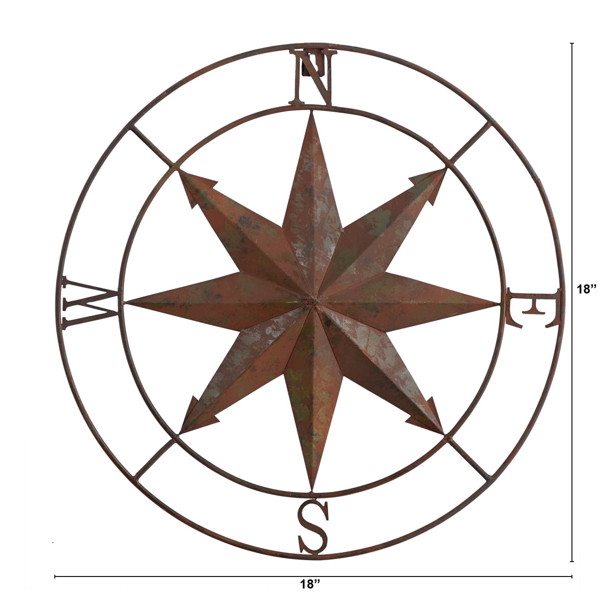18" Rustic Nautical Metal Compass Wall Art Decor On Sale Bed Bath